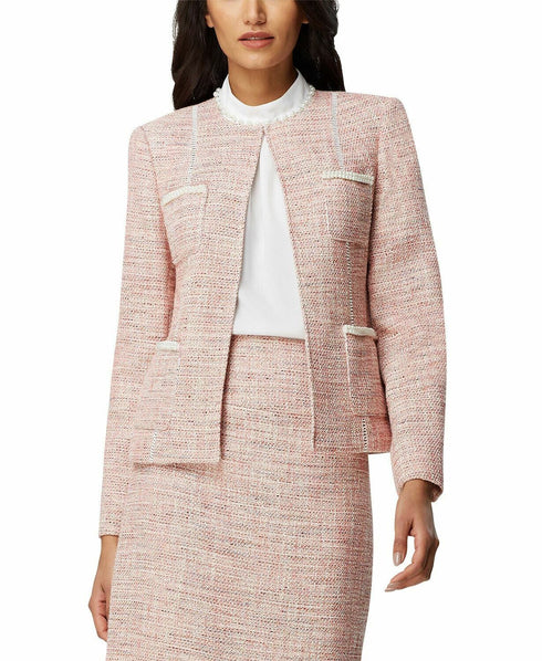 Tahari ASL Metallic Boucle Jacket Light Pink Size 4